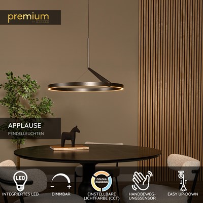 Lucide APPLAUSE - Pendelleuchten - Ø 60 cm - LED Dim. - CCT - 1x32W 2700K/4000K - Hand-Bewegungssensor - Grauguss | Premium